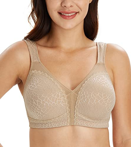 Lemorosy Women's Plus Size Full Coverage n Padded Wireless Minimizer Bra -Comfort and Double Support (38G, Toffee)