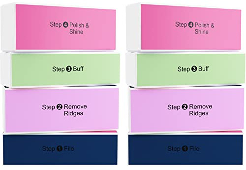 WELLGRO Nagelfeilen Block - mit je 4 verschiedenen Oberflächen, 1. Feilen, 2. Kanten entfernen, 3. Mattieren, 4. Polieren - Mengen wählbar, Stückzahl:8 Stück