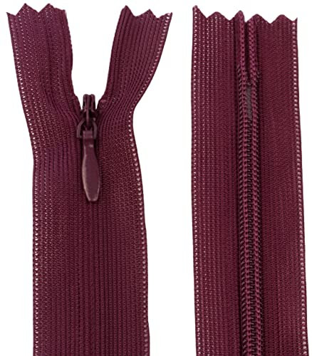 AERZETIX - C61858 - Satz mit 10 Reißverschlüssen unsichtbar 60cm Nicht trennbar - reißverschluß mit Gestell - Farbe weinrot violett - Lederwaren Jeans Hosen Kleid Rock Schieber kleidungsstück nähen