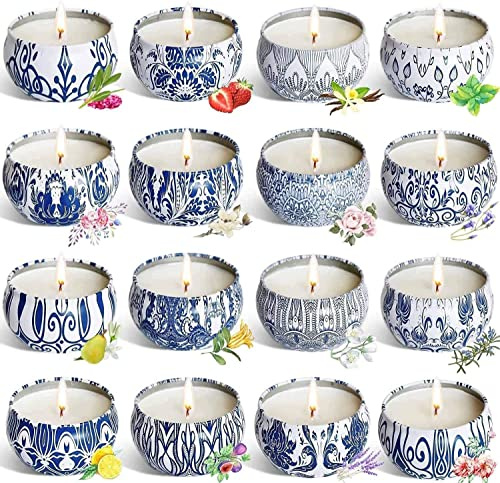 YOROXRG Scented Candles Gifts Set 16 Pack Soy Wax Travel Tin Jar Candles for Home 2.5 OZ for Mom for Christmas, Birthday, Thanksgiving, Mother's Day