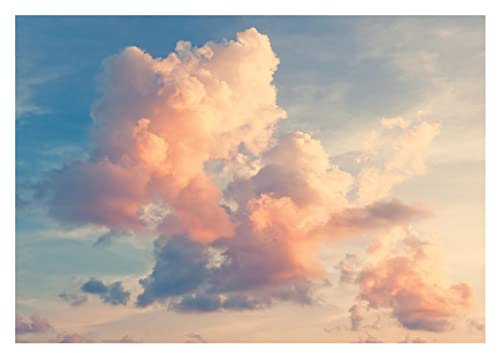 Fototapete Himmel mit Wolken Decke Sonne Pastell - inkl. Kleister - für Wohnzimmer Schlafzimmer Flur Vlies Tapete Vliestapete Wandtapete Motivtapeten Montagefertig (254x184 cm)