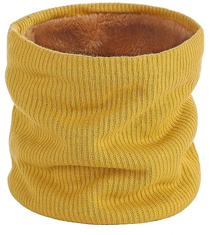 I Kua Fly Cache Cou Homme et Femme Tour de Cou Hiver Chaud Tricot Écharpe Polaire Neck Warmer Foulard Ronde Moto Ski Cyclisme Sports(Jaune)