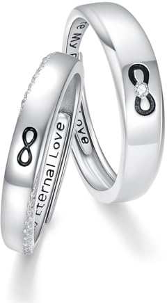 Infinity Ring 925 Sterling Silber Infinity Ringe für Damen Joyeria Versprechen Ring Verstellbar Paar Ringe Valentinstag Geschenke für Freundin Freund Ehefrau, Plata de ley