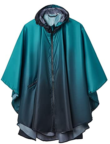 SaphiRose PONCHO Poncho Impermeable Reutilizable Adulto Unisex Chubasquero Capa de Lluvia Degradado azul-verde