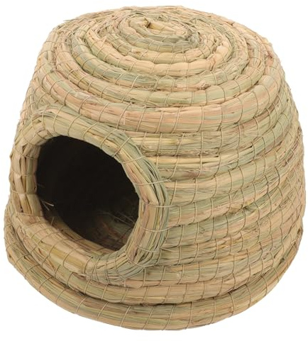 Beaupretty Rabbit Grass House Hand Crafted Seagrass Animal Play Bed Woven Pet Bed for Guinea Pig Hamsters Bunny Chinchilla Ferret Small Animals
