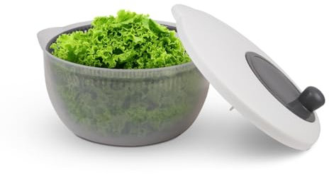 Pro Home Salatschleuder (4 Liter, Ø25cm) BPA-frei, 3in1 - Schleuder, Sieb und Salatschüssel, 3D Kurbel - Schleudern ohne Kraftaufwand, Salattrockner