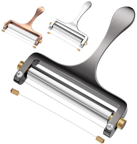 TOPULORS Käsehobel – Draht-Käseschneider aus Edelstahl für Mozzarella, Cheddar, Gouda & mehr – Robuster Käsehobel mit 1 Ersatzdraht – Gunmetal Grau