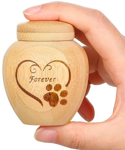 Urna para cenizas de perro de bambú, pequeña caja de recuerdos para pelo o pelo de mascota, urna para cenizas de mascotas para la pérdida de perros o gatos (patrón de patas de mascotas, 1 unidad)