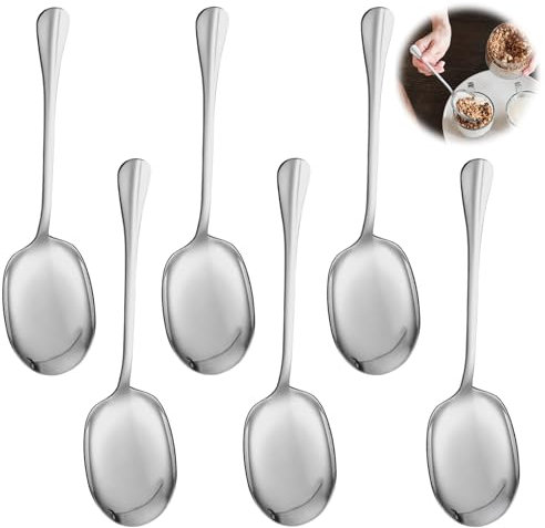 WIYETY Set di Cucchiai Professionali: Set di 6 Cucchiai in Acciaio Inossidabile Durevole, Versatile per Ristoranti, Cucina, Matrimoni e Feste di Famiglia (Lunghezza 25cm)