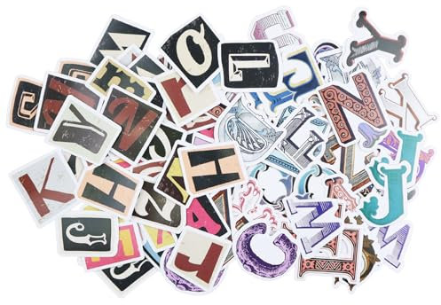 Mini Letter Scrapbooking Stickers, Vintage Letter Stickers, 104Pcs DIY Scrapbook Stickers, Retro Alphabet Sticker for photo albums, calendars, mailboxes, suitcases, arts and crafts, notebooks, diaries