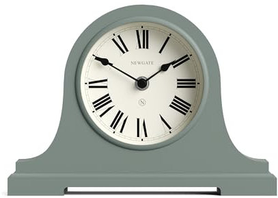 NEWGATE® Broadway mantel clock | Classic napoleon’s hat design | Asparagus green | Roman numerals | Traditional style for desk, table top, shelf or bedside