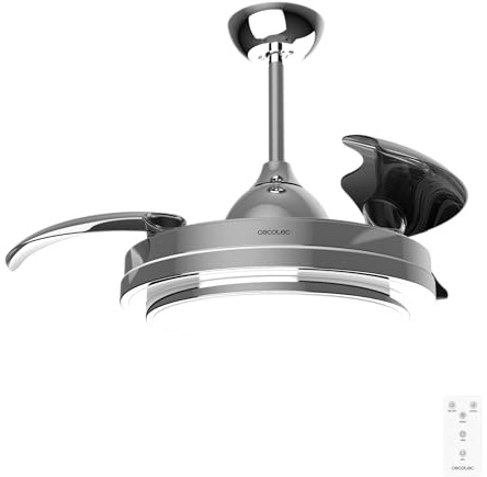 Cecotec Takfläkt med LED-ljus Energysilence Aero 4300 osynlig dubbel metall 35 W, 6 hastigheter, infällbara blad, dubbelt ljus, fjärrkontroll, timer, dimbart ljus, elegant design