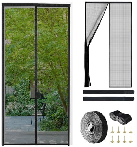 Mosquitera Magnética de Fibra de Vidrio para Puertas,90x200cm Cortina Mosquitera Puerta sin Taladrar,Malla de Alta Densidad Anti-Rasguño y Anti-Mosquito Para Puertas Correderas,Balcón,Bodega y Jardín