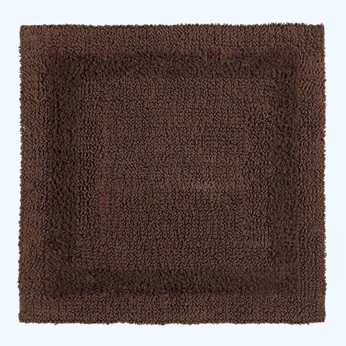 Homescapes Tappetino da doccia di alta qualità, marrone, 50 x 50 cm, design reversibile, piccolo tappeto da bagno in cotone