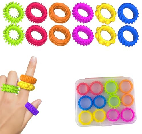 BCHKO Lot de 12 jouets sensoriels pour enfants, anneaux anti-stress, jouets sensoriels pour enfants autistes, discrets et apaisants contre l'anxiété en classe