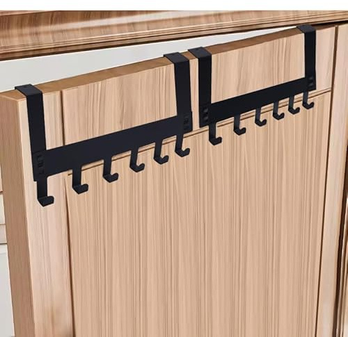 2 Piezas Perchero Puerta Dormitorio con 6 Ganchos, Perchas Puertas Colgar Ahorro de Espacio, Door Hanger para Baño Sala de Estar Dormitorio de Cocina se Puede ColgarSin Perforar（Negro）