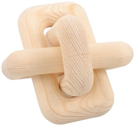 OSALADI Rustic Wooden Chain Three-Ring Buckle for Living Decor Cottagecore Home Decor Accessory