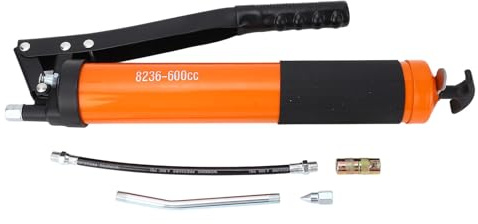 Pistola de engrase de acción de palanca de servicio pesado Klanata de 600 - Bomba manual manual para automoción, industria, marina, remolques y agricultura (Doble palanca)