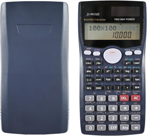 Calcolatrice Scientifica FX-991MS con 401 Funzioni, Calcolatrice Scientifica Ingegneristica con Display 10+2, Alimentazione Solare e a Batteria per Scuola, Ufficio, Casa, Blu Navy