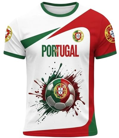 Maillot Portugal 2026 T Shirt Graphique Portugal Fan – Manches Courtes et col Rond pour Un Style Décontracté