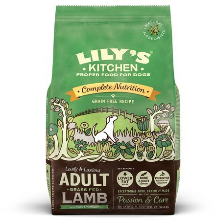 Lily' s Kitchen adulto alimentato a l' erba grana di agnello Brights gratuito per i cani (1 kg) – Pacchetto di 6