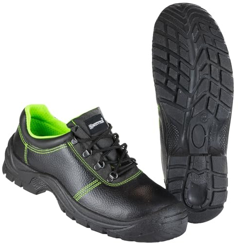 SAFETYTEX Sicherheitsschuhe S3 Stahlkappe Leder Arbeitsschuhe schwarz Schnürstiefel Halbschuhe leicht ergonomisch rutschhemmend, Halbschuh, 43