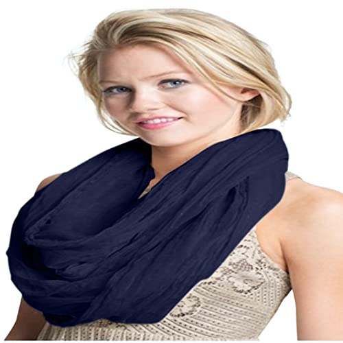Mobius Infinity Écharpe Tubulaire Circulaire Pashmina CJ Apparel, Bleu Foncé, Taille Unique