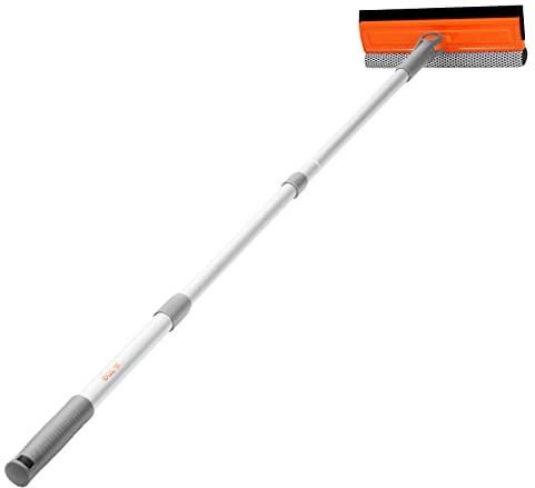 Eazer 46'' Professional Window Cleaner Tool, 2-in-1 Rotatable Squeegee for Window Cleaning Kit, Window Washing Equipment Kit with Threaded Extension Pole(20''-46'') for Shower/Windshield.