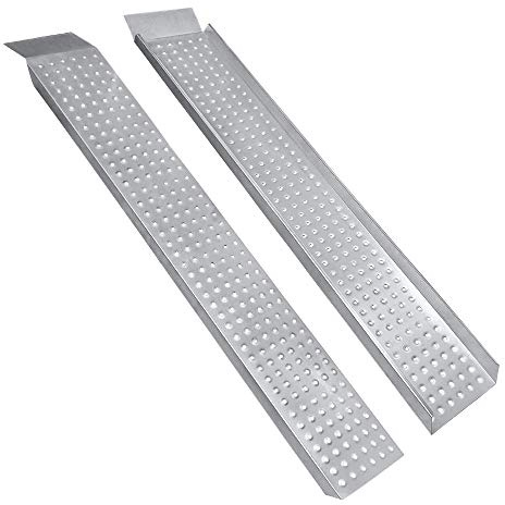 XMTECH 2 rampas de carga de hasta 400 kg, acero galvanizado, rampa de carga, riel de carga antideslizante para coche, motocicleta, ATV, coche, plata, 135 x 23 x 4,5 cm
