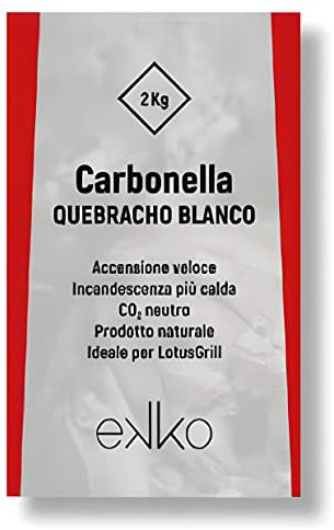 Ekko - Sacco di carbonella Quebracho Blanco 2Kg Ottimizzata per Lotus Grill
