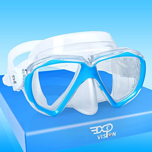 Kinder Taucherbrille, 180° Anti-Beschlag Kinder Schwimmmaske Gehärtetes Glas Schwimmbrille mit Nasenschutz Anti-Leck Tauchmaske für 4-15 Jungen Mädchen Jugend (Blau)