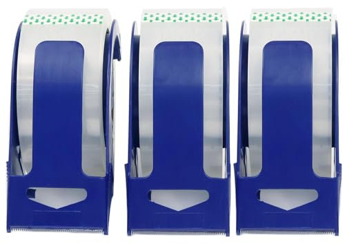 WELSTIK Paketklebeband transparent mit 3 Plastik Abroller, 3 Rollen Packband，48mm x 50m，geräuschloses Verpackungsband für Versand, Verpackung, Versiegelung