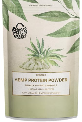 Earths Basket Hemp Protein Powder 280g Natural - Unflavoured, Vegan - Gluten-Free - Plant-Based - High-Fibre - Rich in Omega 3 - Dairy-Free
