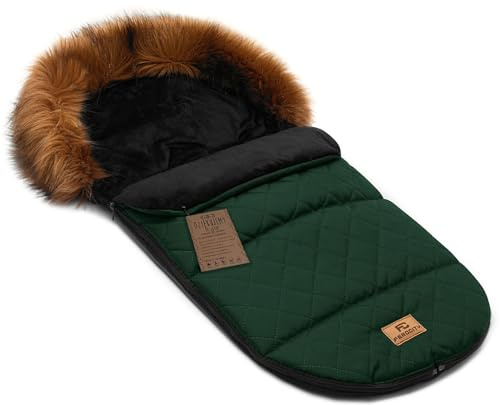 Baby Fußsack Minky WinterFußsack für Kinderwagen Maße 85 cm für Buggy Farbe Gesteppt Grün [071]