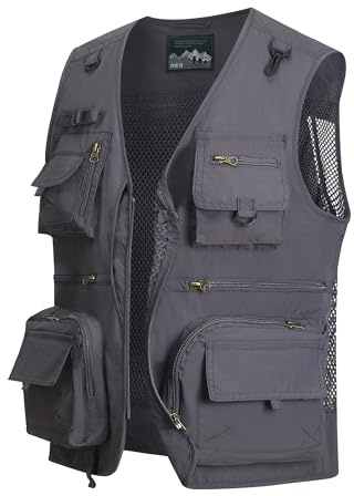 MeiLayM Gilet Multi-Tasca Uomo per Pesca, Lavoro e Sport - Leggero, Traspirante, Senza Maniche, Asciugatura Rapida - Ideale per Caccia e Fotografi