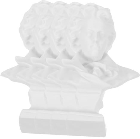 HOLIDYOYO 4 Stück Mozart-Ornamente Beethoven-büste Berühmte Statuen Römische Büstenstatue Beethoven-Statuette Flöße Nachbildung Griechischer Kunstbüstestatue Mini Harz Weiß Büro Figur