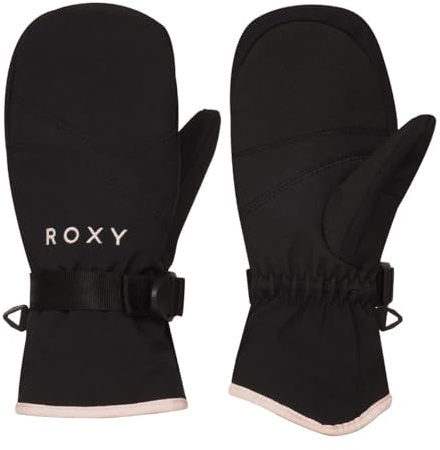 Roxy Girl's Jetty Snowboard/Ski Mittens - DryFlight, PFC-Free, WarmFlight Insulation, Touch Screen, Adjustable, Black, Medium