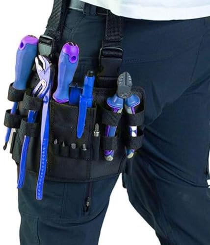 Wmool Tool Pouch with Belt Clip, Tool Bag for Leg, Leg Pocket Pouch, Tool Holder for Electrician, DIY, Automotive, Craftsman, Cell Phone Holder
