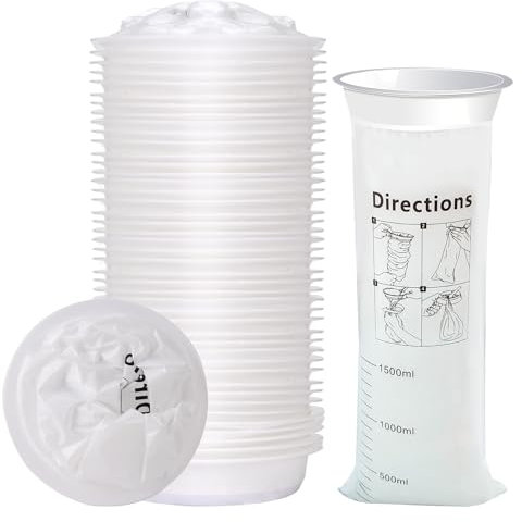 YiliYa Pack of 25 Burp Bags with Mouthpiece, Burp Bag Car, Brechtüte Travel, Brechbag with Ring, 1000 ml High Capacity Breaking Bag for Children and Adults (White), Z