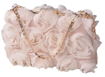 CORIOS Damkvällsväska blommor kuvertväska elegant handväska mini ros axelväska lyxig axelväska för bröllop bankett party avslutningsbal