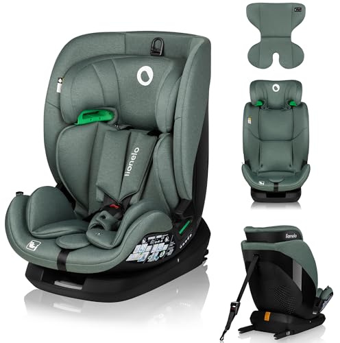 LIONELO LAVENDER I-SIZE Kinderautositz von 76 bis 150 cm konform mit R129 i-Size Standard, ISOFIX Montage in Fahrtrichtung und TT-Gurt, Kopfstützen- und Rückenlehnenverstellung Reduziereinsatz