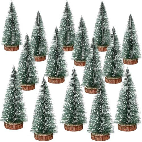 15 Stück Mini Weihnachtsbaum, 10cm Künstlich Miniatur Tannenbaum, Grün Tannenbaum Mini Weihnachtsbaum Desktop Weihnachtsbäume, Naturgetreuer Christbaum für Weihnachten Party, DIY Weihnachtsdeko