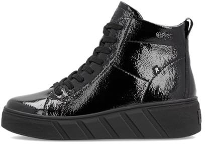 Rieker Bottines Evolution W0561 en cuir verni noir à talon compensé, Noir , 42 EU
