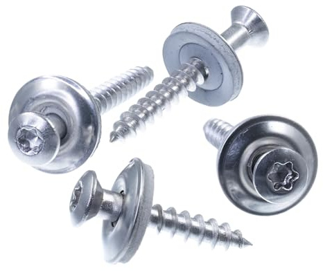 SECCARO Vis à tête cylindrique bombée 4,5 x 60 mm, en acier inoxydable A2, avec rondelle d'étanchéité EPDM de 15 mm, TX/six lobes internes, lot de 75 pièces