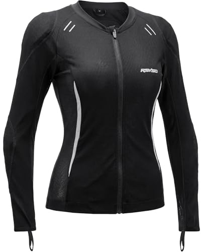 RSYSO Camisa de motocicleta blindada para mujer con certificación CE, chaqueta de malla protectora con tiras reflectantes, camisa de conducción de motocicleta para todas las estaciones para