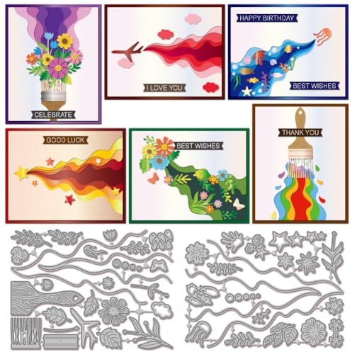 GLOBLELAND Tunnel View Cutting Dies for DIY Scrapbooking Metal Summer Flower Brush Cut Dies Ocean Fish Die Cuts for Card Making Embossing Photo Album Craft Decor