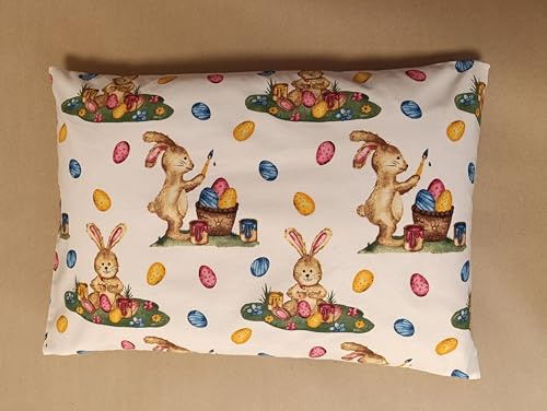 Natura – Cuscino per erbe aromatiche per bambini, 50 x 34 cm, con farro e 9 erbe, rivestimento in cotone biologico, coniglietto pasquale, per un sonno tranquillo, idea regalo