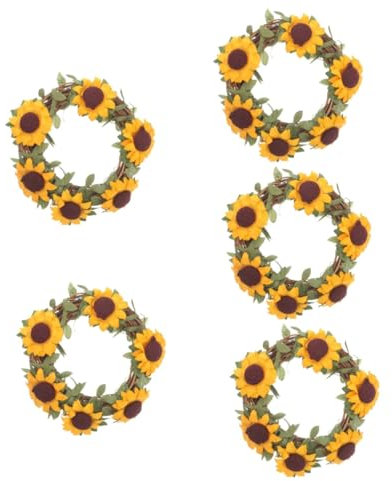 Tofficu 5 Pezzi Decorazione appesa alla di girasole ghirlande all'aperto per la porta d'ingresso decorazione da appendere a ghirlanda decorazione ghirlanda per porta stoffa