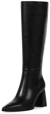 VIUGJNEX Tall Boots for Women Black Boots for Women Knee High Boots Chunky Heel Long Boot Pointed Toe Fall Boot 2025 Size 10