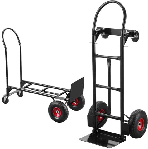 TEENO Chariot Pliable 2 en 1 Multifonction, Chariot à Plateforme,Capacité de Charge de 350 kg, en Métal, avec Poignée en Caoutchouc et Roues Antidérapantes,pour Entrepôts et Transport en Extérieur.